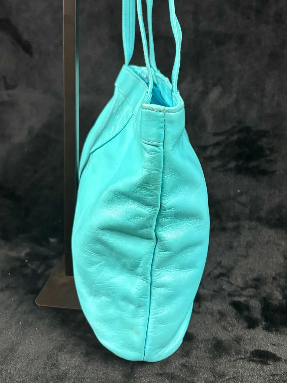 Vintage Toni Genuine Leather Turquoise Shoulder Tote Bag Y2K Aqua